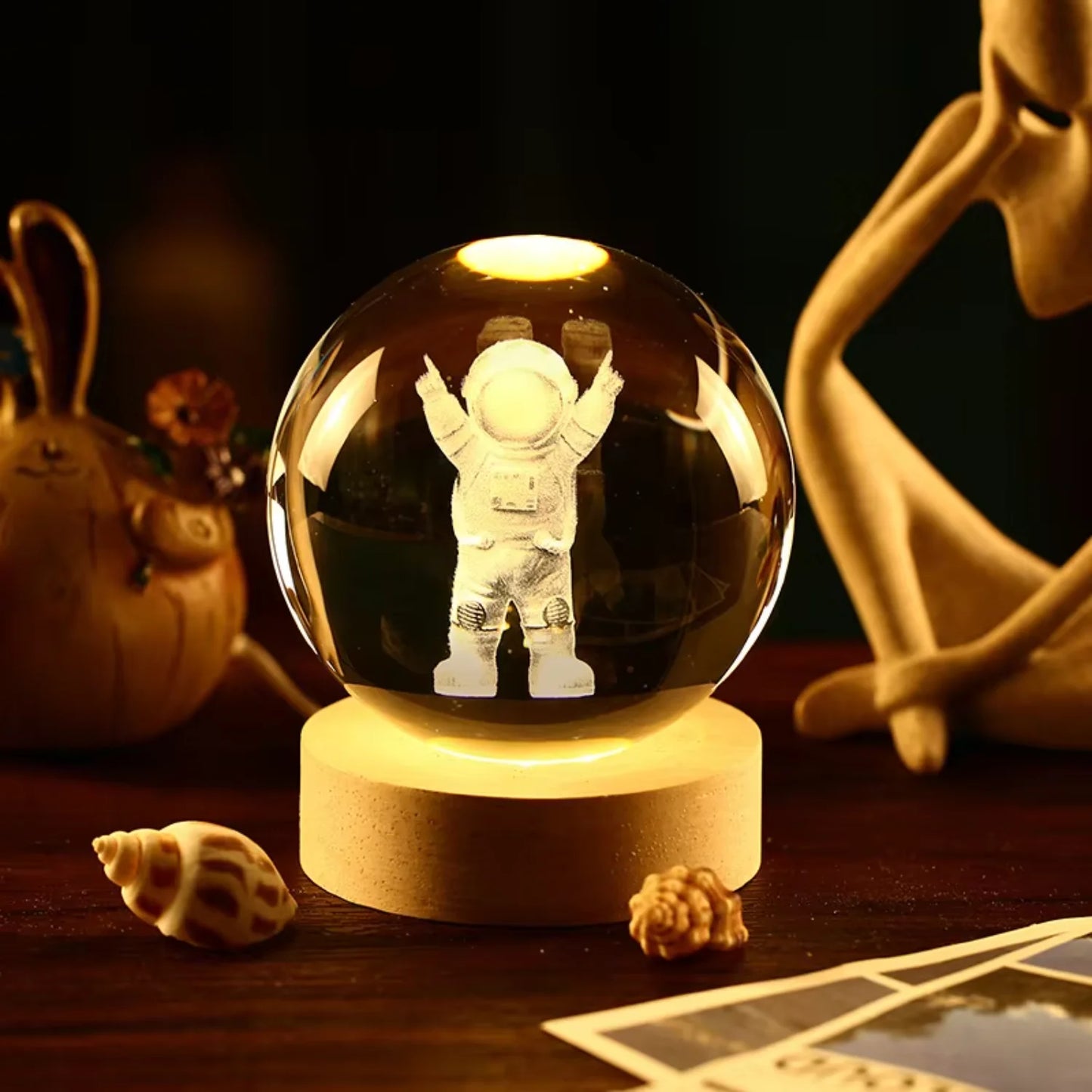 Christmas Decorations - Luxury personalized glass crystal ball with wooden base