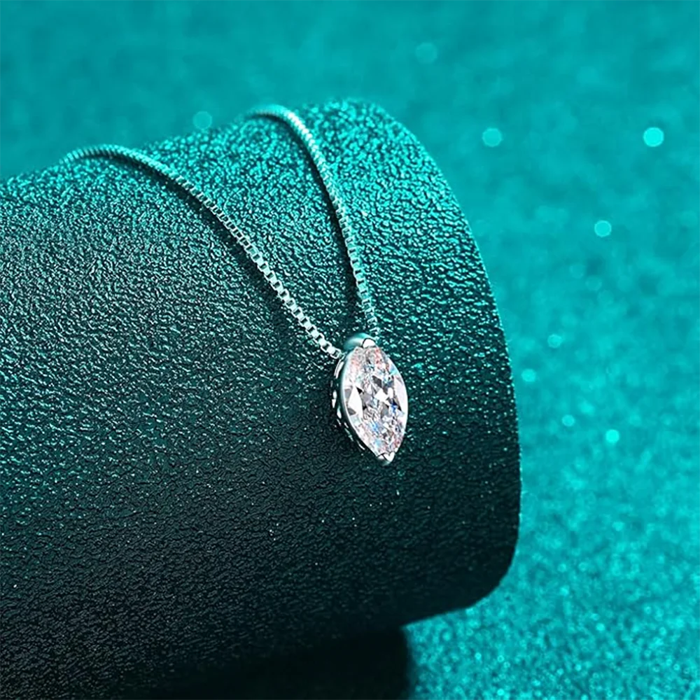 New 5*10mm 1CT Marquise Cut Moissanite Diamond Necklace
