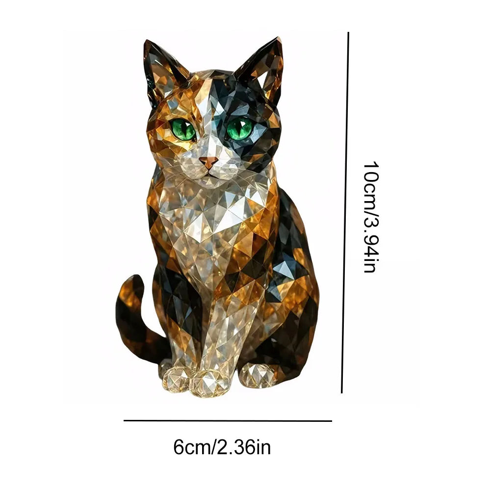 Fake Crystal Animal Sculptures Cat/Dog Figurines - Resin Collectible Art Clear Statue for Home Office Shelf Desk Decor