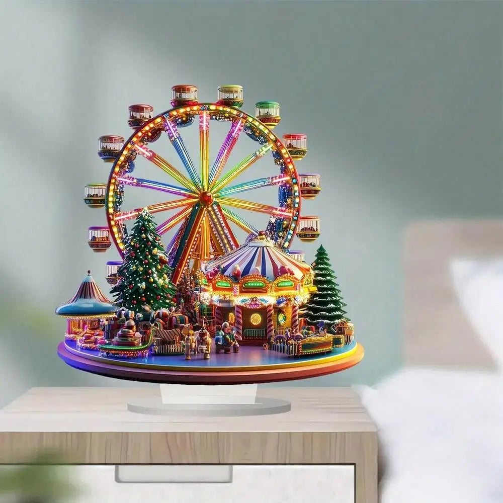 Ferris Wheel Accent Ornament 2D Acrylic Ferris Wheel Display Board Ferris Wheel Decor Christmas Tree Holiday Decoration