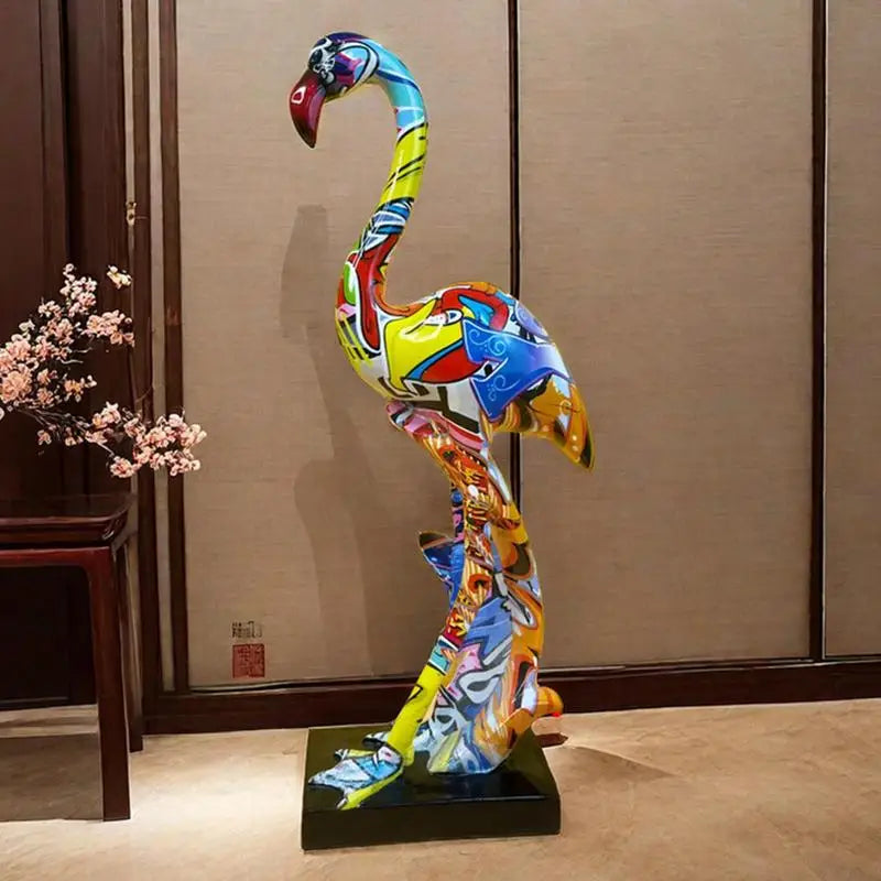 Modern Colorful French Flamingo Statue