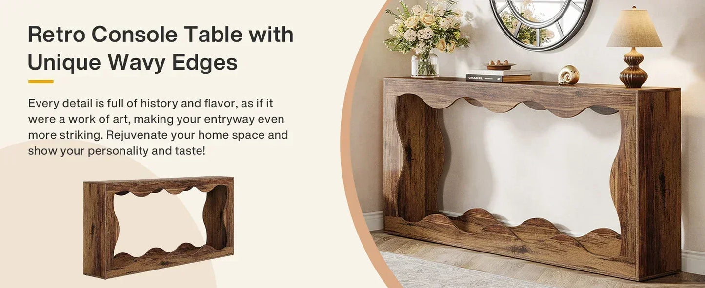 63-Inch  Console Table with Storage, Couch Table Behind Sofa,-  Long Entryway Table,