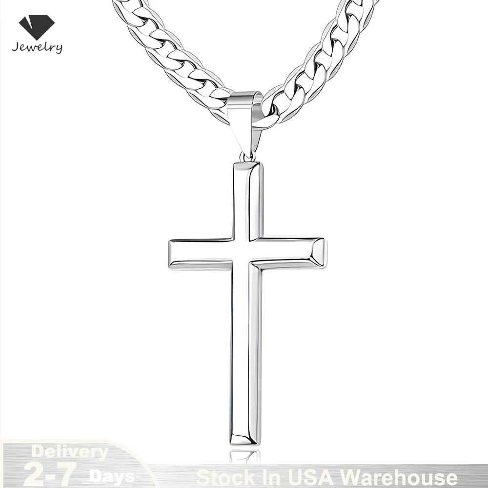 925 Sterling Silver Cross Necklace for Men & Women - Crucifix Pendant Necklace