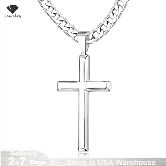 925 Sterling Silver Cross Necklace for Men & Women - Crucifix Pendant Necklace