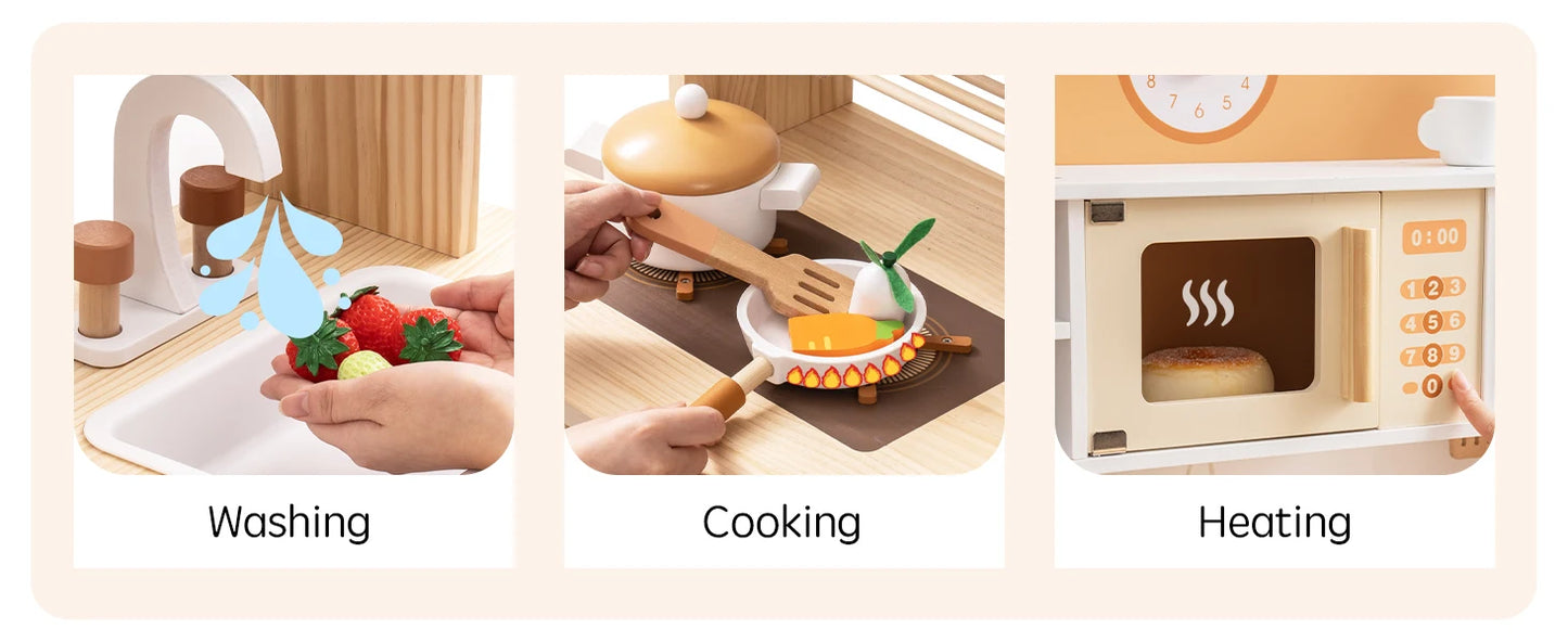 Wooden Kitchen for Kids - Play Kitchen with Plenty of Play Features