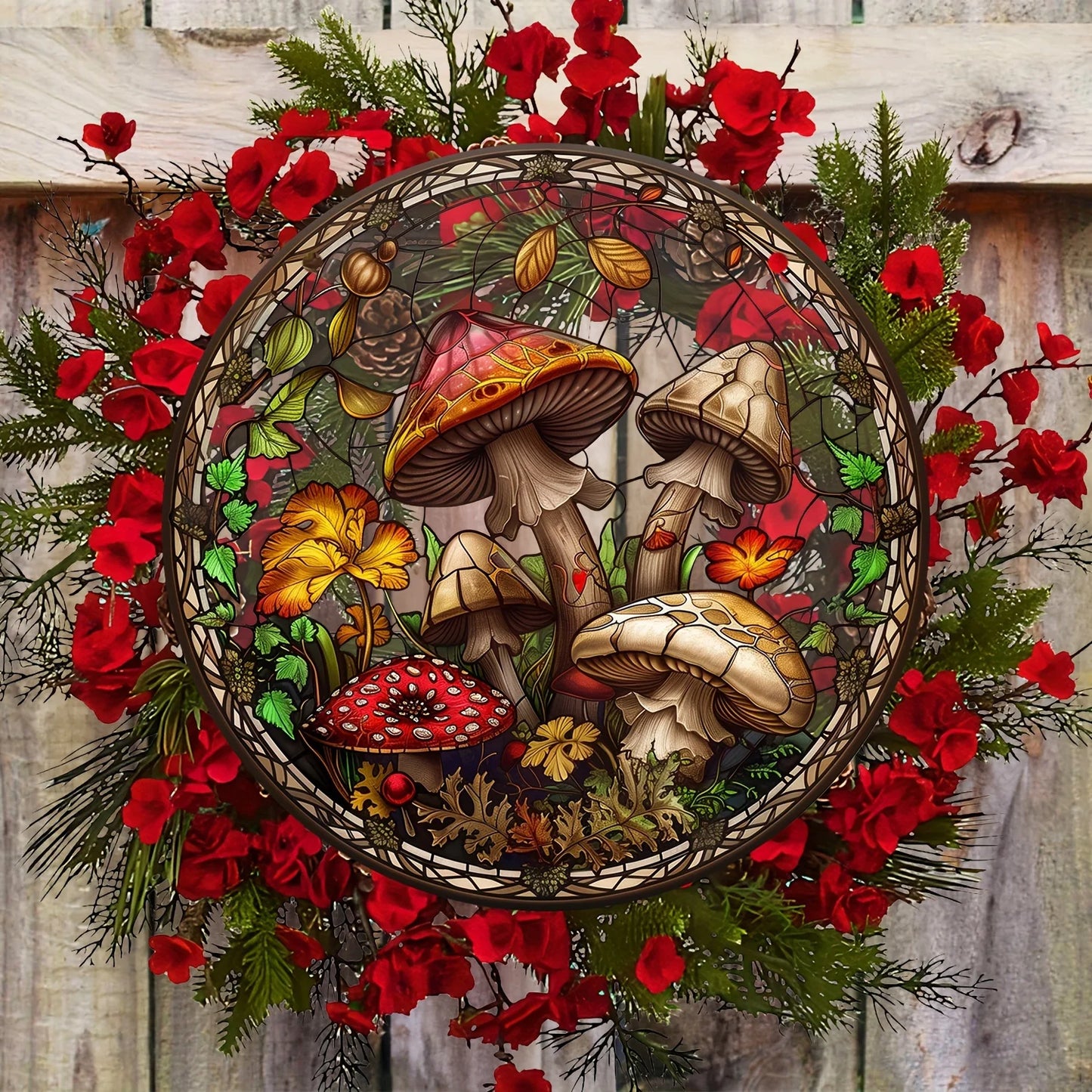 1PC Mushroom Suncatcher - 2D Acrylic Stained Glass Wall/Window Decor for Home & Garden (All-Season Gift)