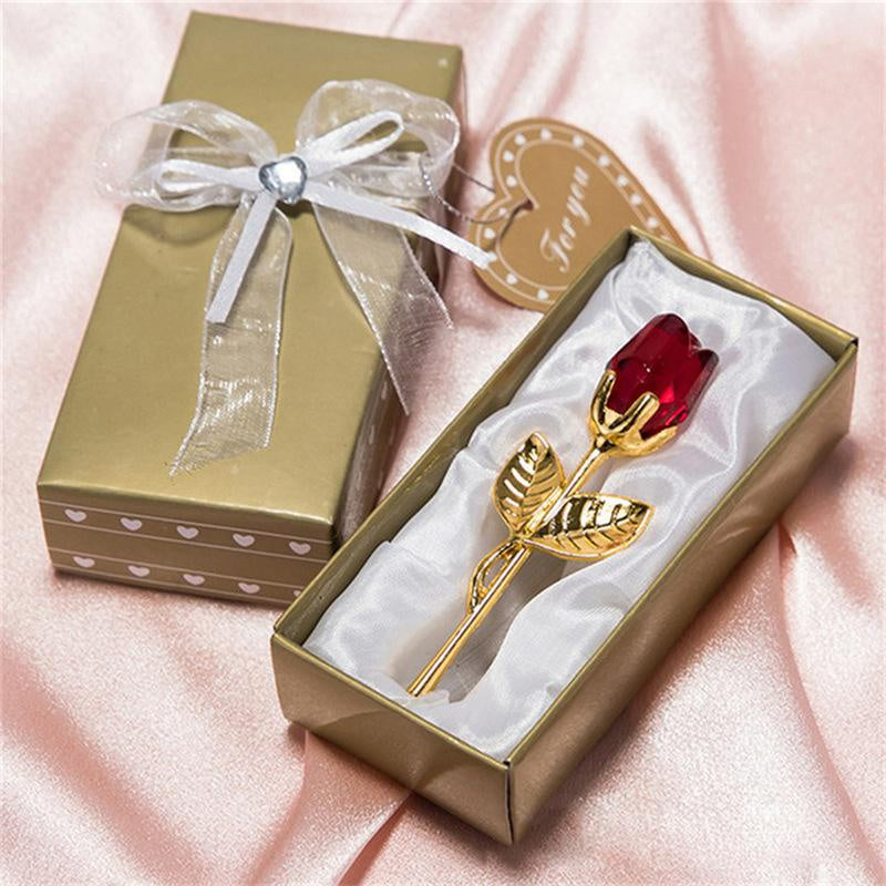 6 Colors Crystal Glass Rose Flower - Valentine's Day - X'mas  - Lovers' Gift