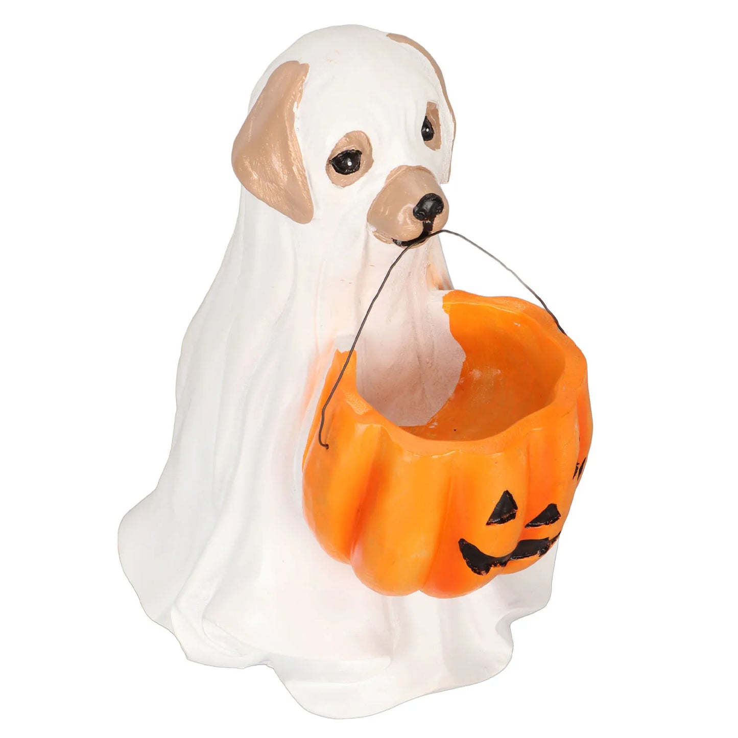 Halloween Ghost Dog Statue Resin Pumpkin Dog -  Cute Spooky Ghost Dog Figurine for Indoor Outdoor