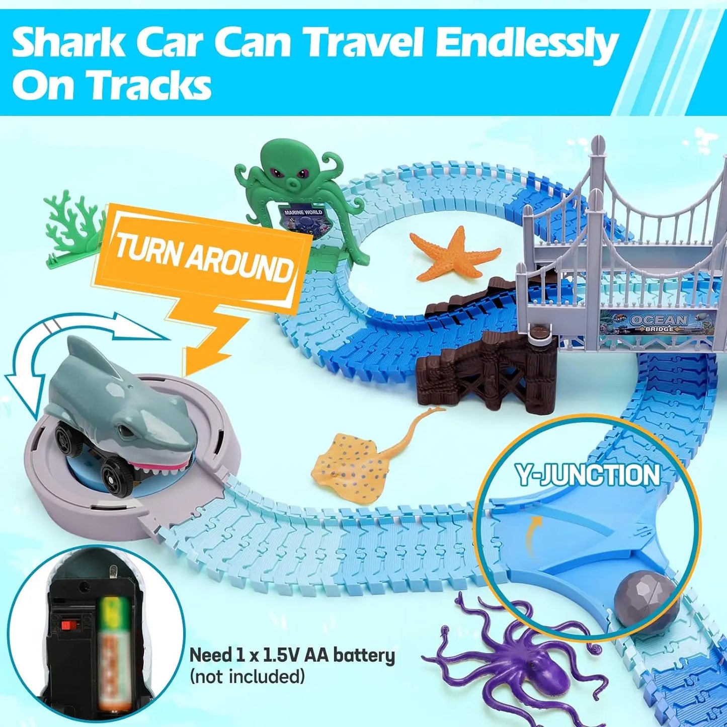 Track Toys Shark Race Car Toy for Boys Girls Age 3+