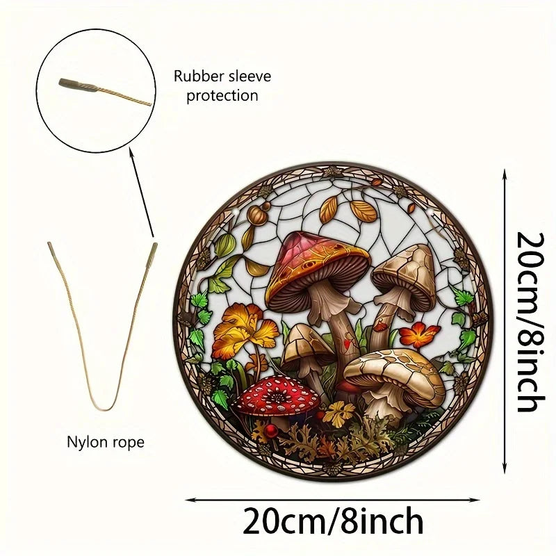1PC Mushroom Suncatcher - 2D Acrylic Stained Glass Wall/Window Decor for Home & Garden (All-Season Gift)