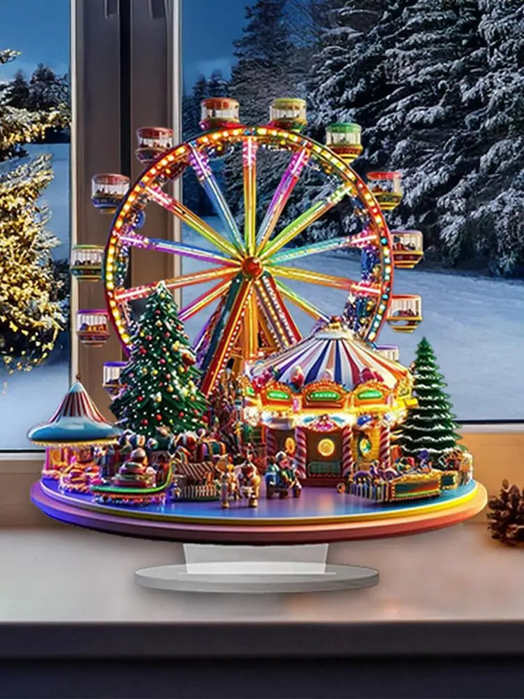 Ferris Wheel Accent Ornament 2D Acrylic Ferris Wheel Display Board Ferris Wheel Decor Christmas Tree Holiday Decoration