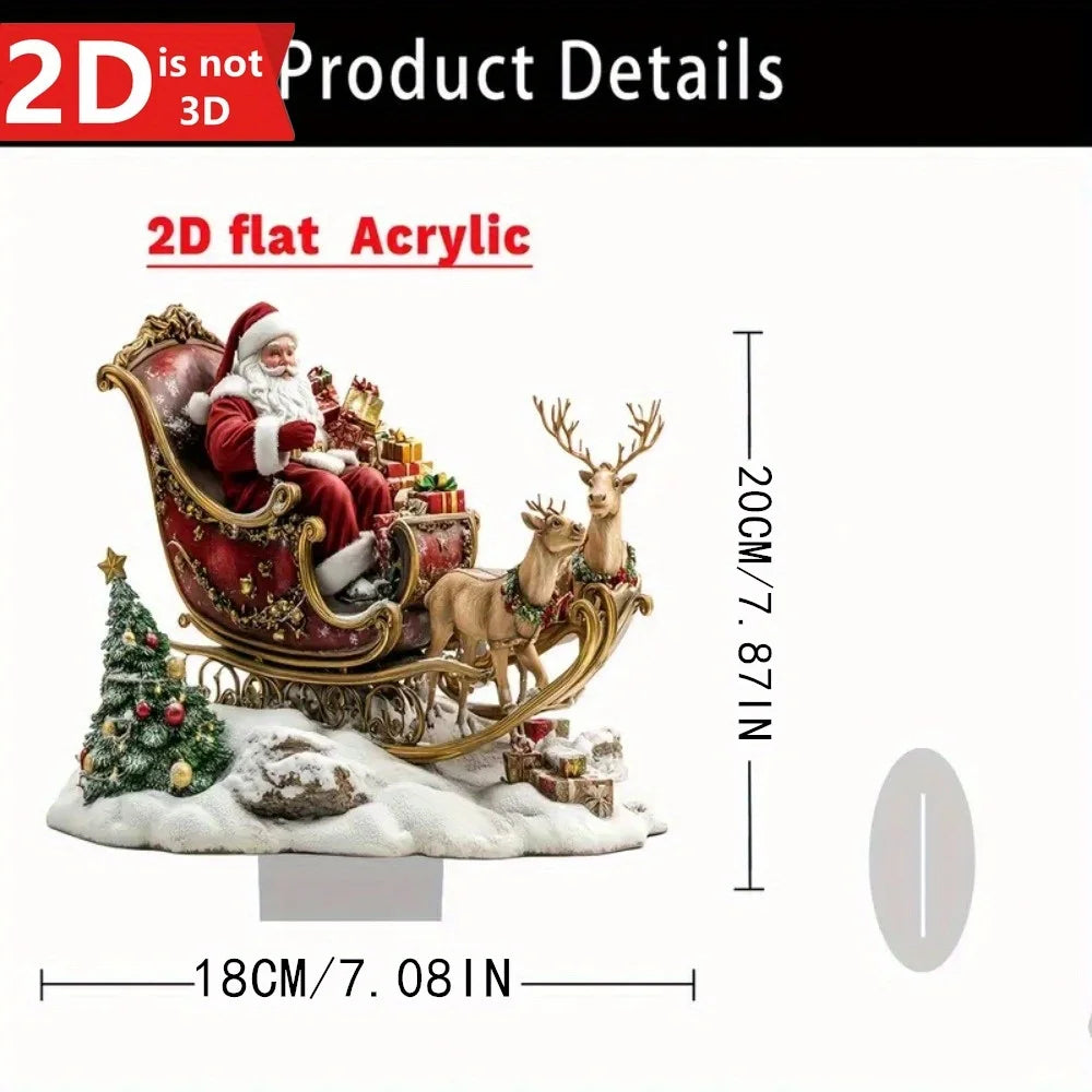 2D Santa & Reindeer Sled Pendant. - Multi-purpose holiday decor for home, office & kitchen