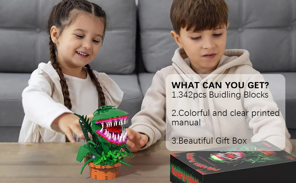 Audrey 2 Piranha Plant Bricks Compatible with Lego,-  Little Shop of Horrors Flowers Building Blocks,