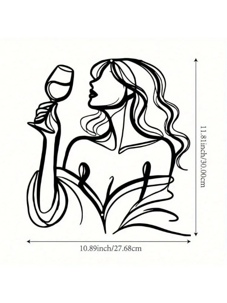 Long-Haired Lady - Raised Glass Metal Wall Sculpture -Waterproof,Rust-Resistant & Christmas Gift,- Bedroom Decor