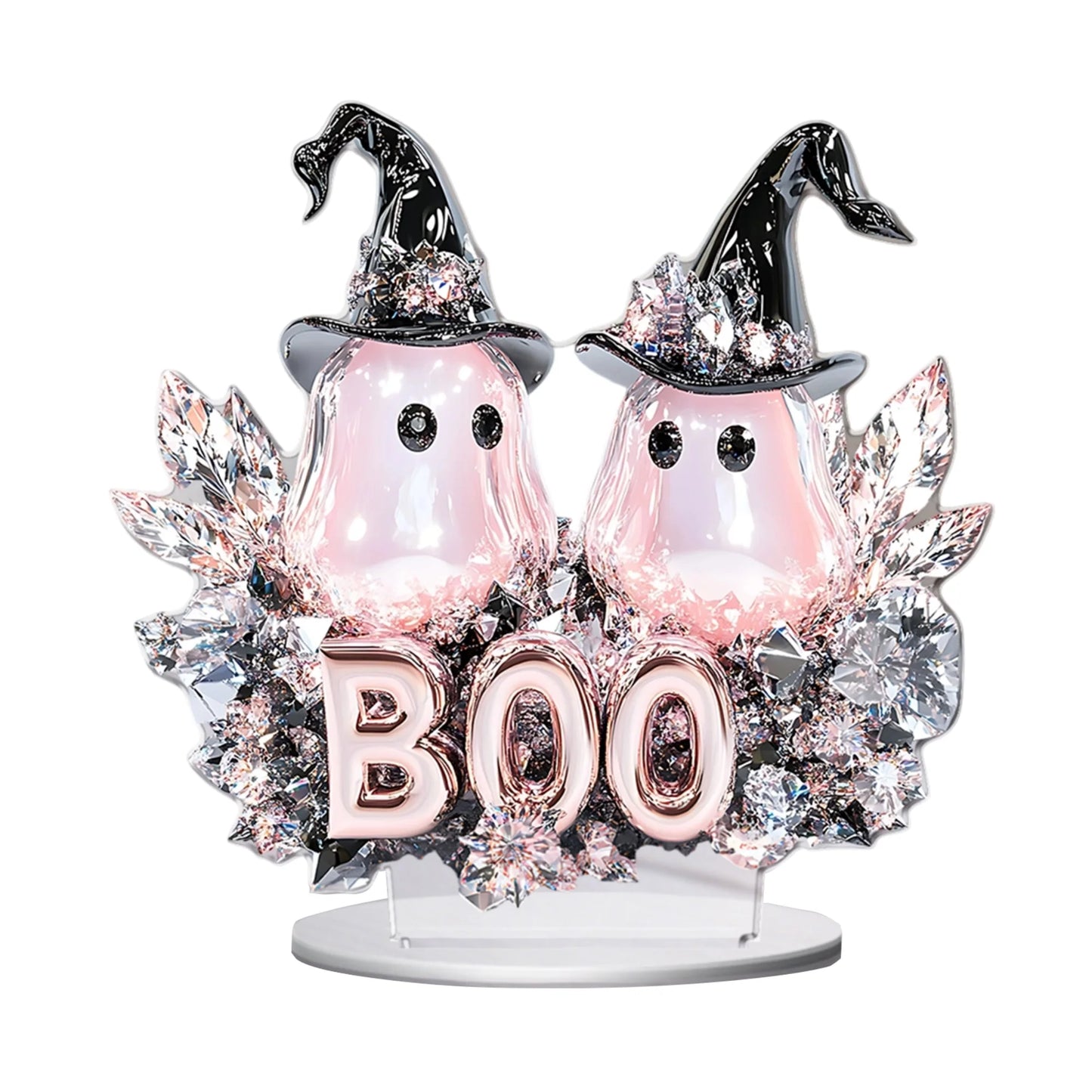 Halloween Party Decorations - Spooky Acrylic Crystal Pumpkin 2D - Flat Statue Ornament - Table Centerpiece for Home Décor