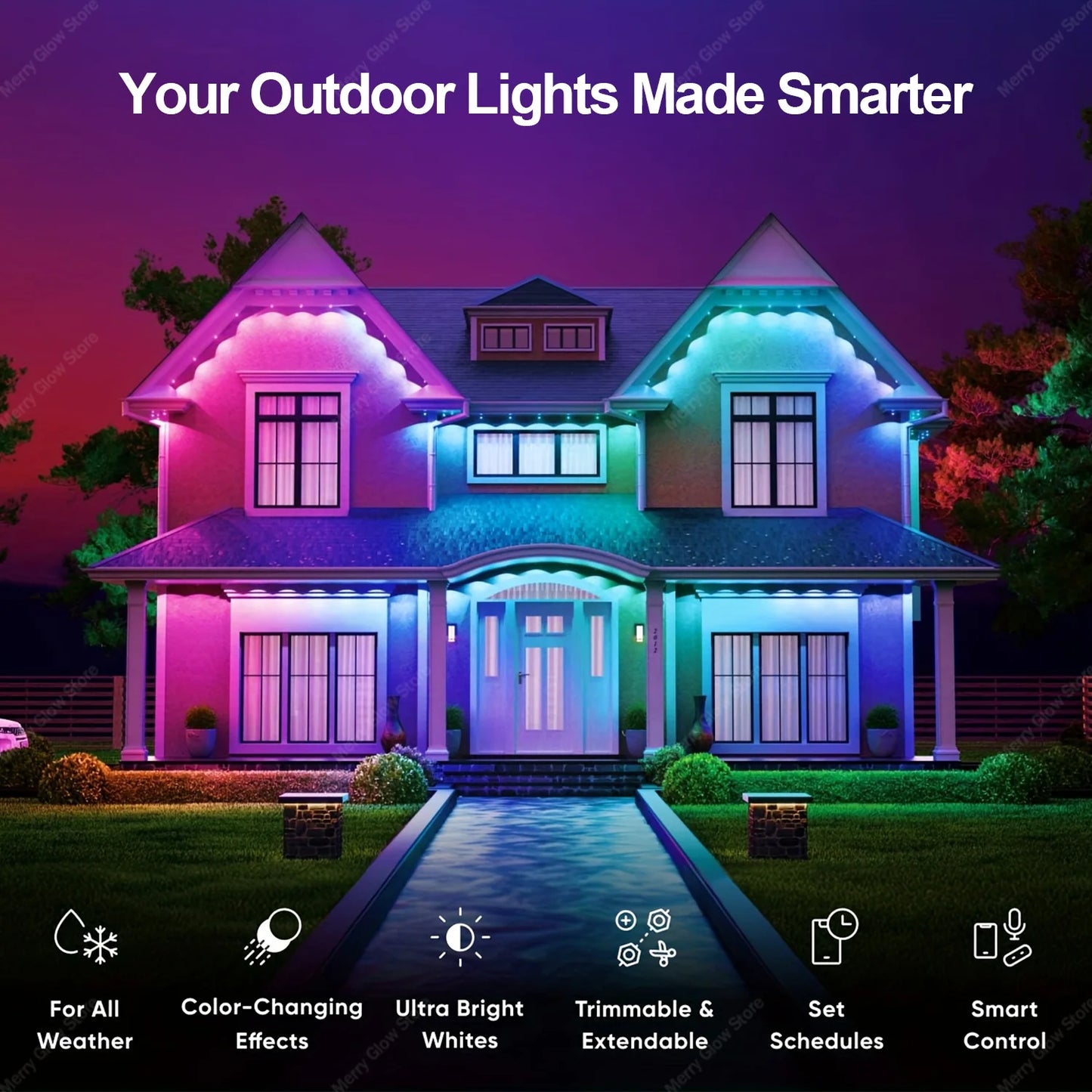 300FT Permanent Outdoor Eaves Light - Christmas Decorations Suitable For All Festivals Indoor And Outdoor