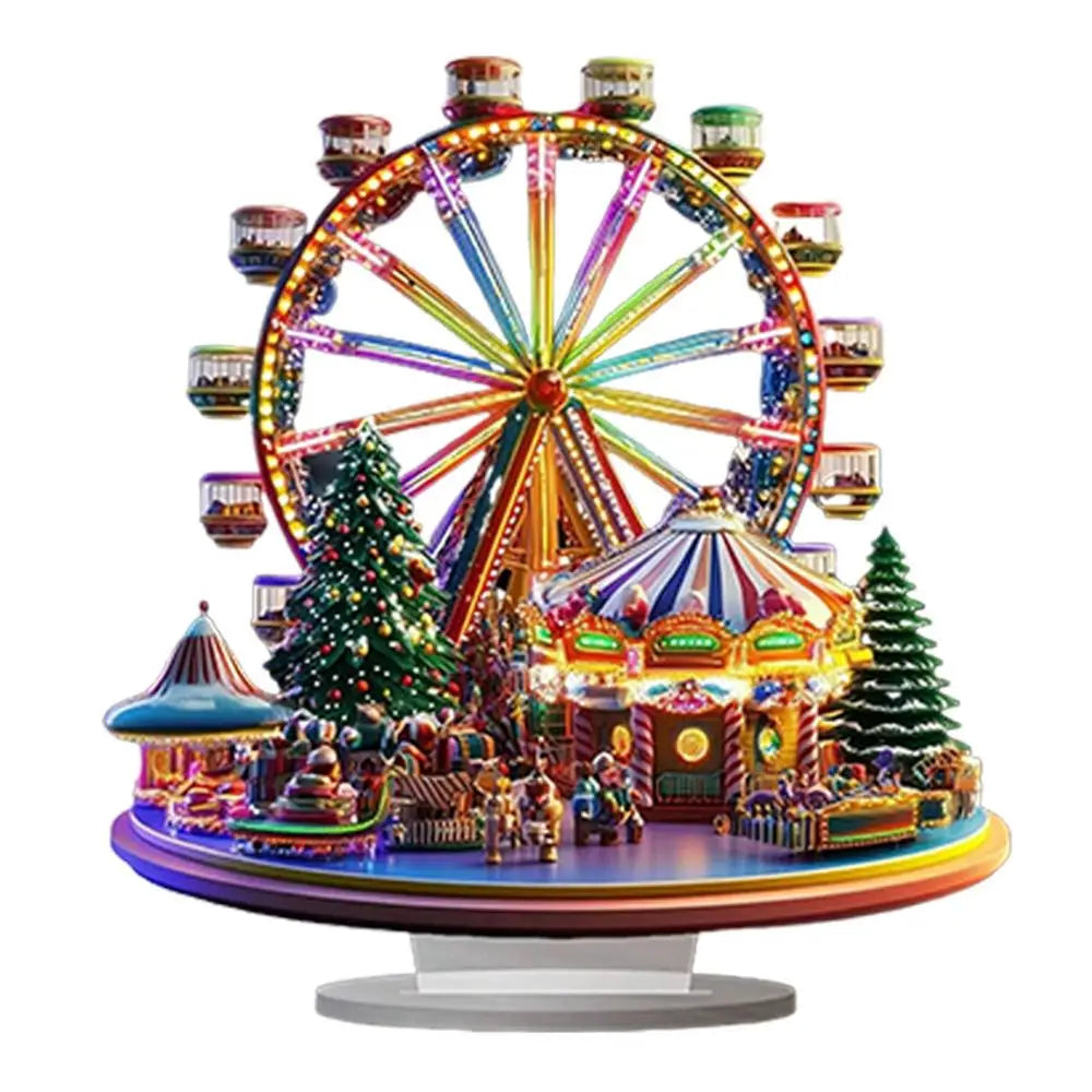 Ferris Wheel Accent Ornament 2D Acrylic Ferris Wheel Display Board Ferris Wheel Decor Christmas Tree Holiday Decoration