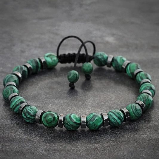 4 Styles Fashionable Malachite Bracelet, - Natural Stone Beads Bracelet for Men and Women