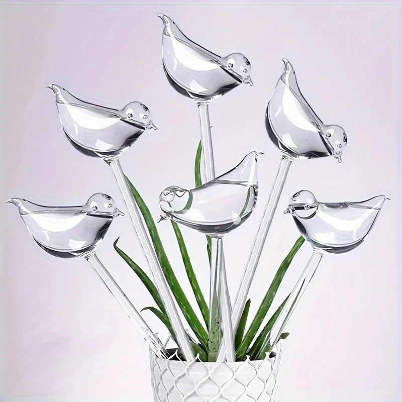 5Pack White Bird-Shaped Self-Watering Stakes for Plants - Automatic Watering Globes for Indoor & Outdoor Gardens