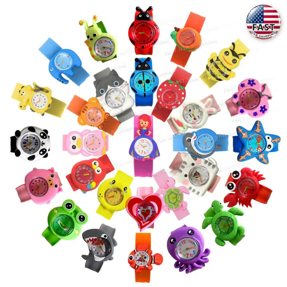 30 Cartoon Styles Children Watches - Colorful Bend Slap Strap - Clock Random Style