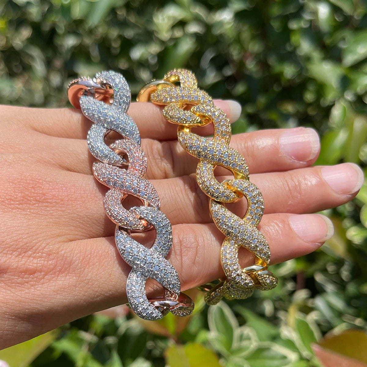 Bubble Letter Iced Out Infinity Bracelets for Men - Real Gold Plated Cubic Zirconia  Jewelry