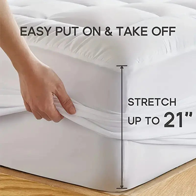 Cooling Mattress Pad Quilted Fitted Mattress Cover - Mattress Topper -  Breathable Mattress Protector with 8-21 Inch Deep Pocket