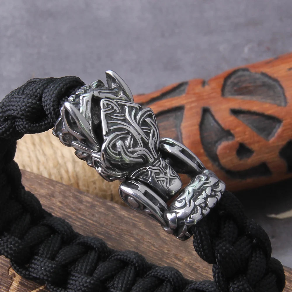Never Fade Rock Viking Wolf Bracelet Men's