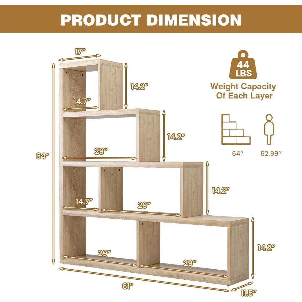 4 Tier Bookshelf, L Shaped Ladder