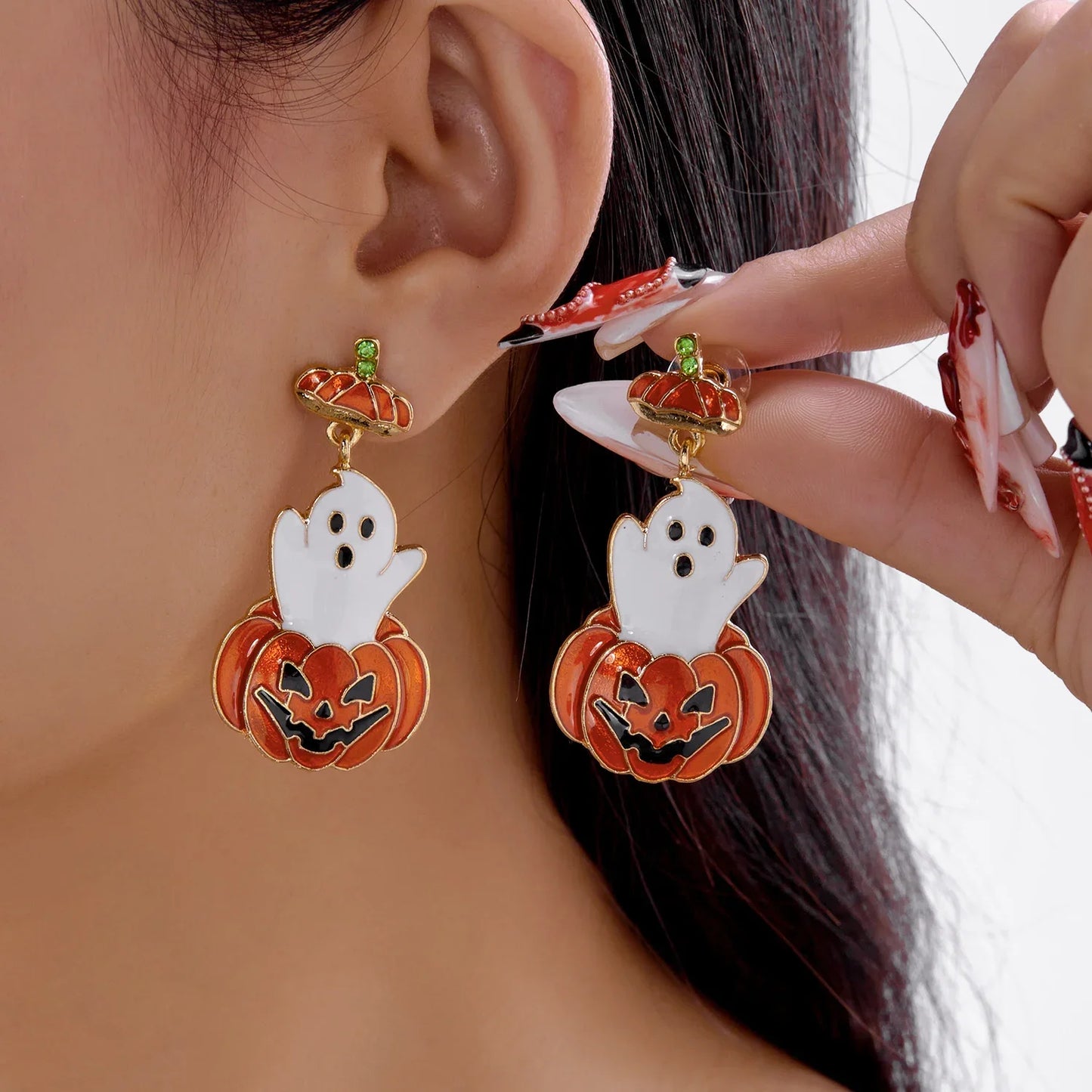 Cute Halloween Dangle Earrings for Women - Cartoon Pumpkin - Ghost Spider Drop Oil Earring