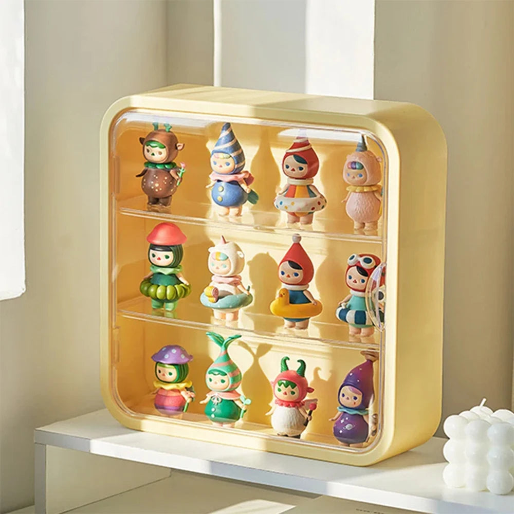Clear Display Case for Figures, Wall-Mounted Doll Storage - 3Layer Storage Box