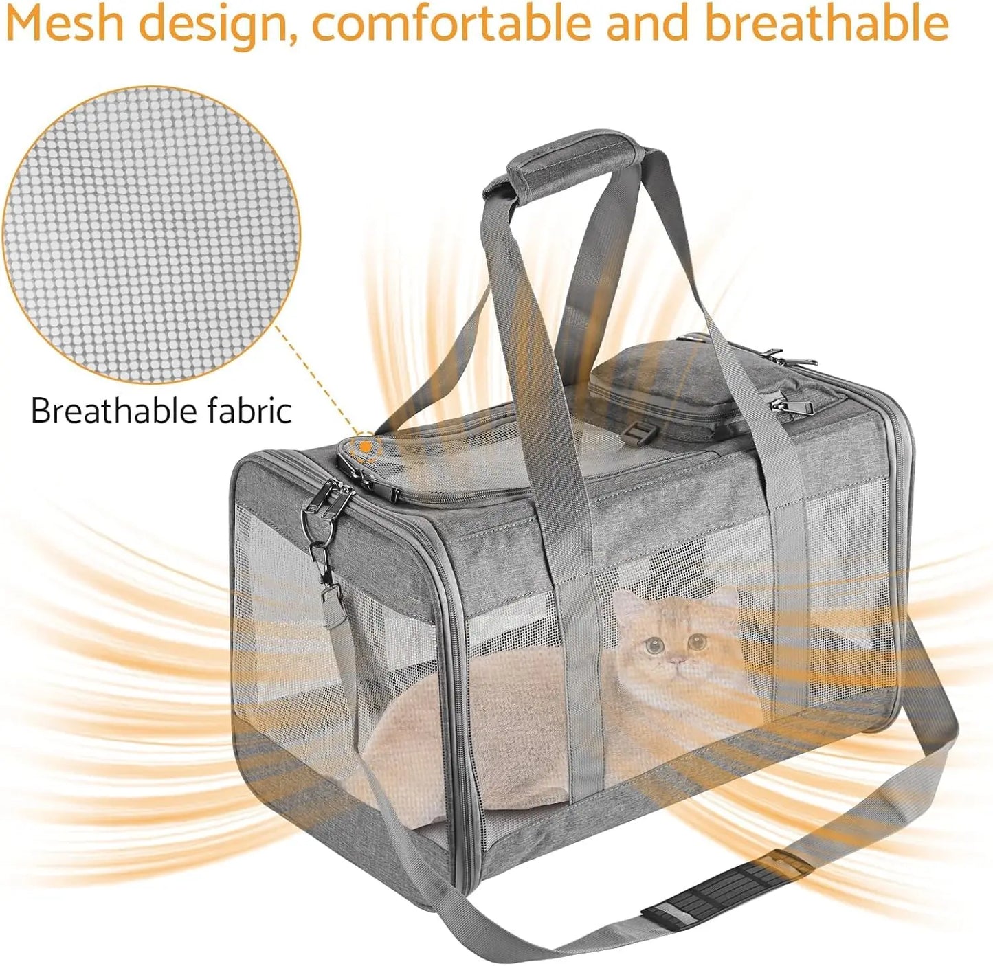 Airline Approved Pet Carrier for Cats  &  Dogs Soft Travel Bag with Breathable Honeycomb Board,Removable Support Board for Vet