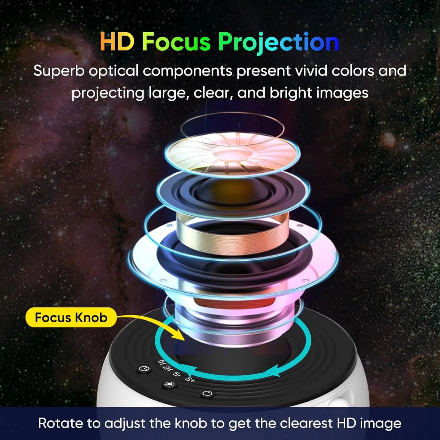 Galaxy Projector for Bedroom, HD Image Star Projector, Adjustable Galaxy Light Knob, 13 Film Discs,
