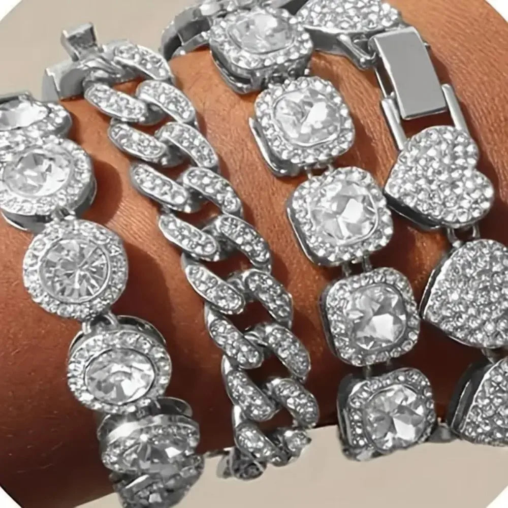 4 Pieces Heart Shape  Bracelet Set for Women -8.2 INCH