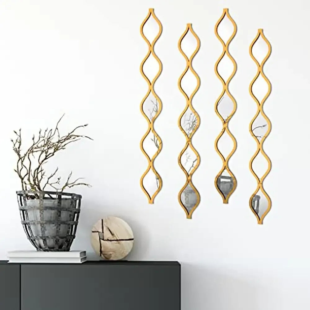 Teardrop Mirror Wall Art Decor Set of 4 Gold