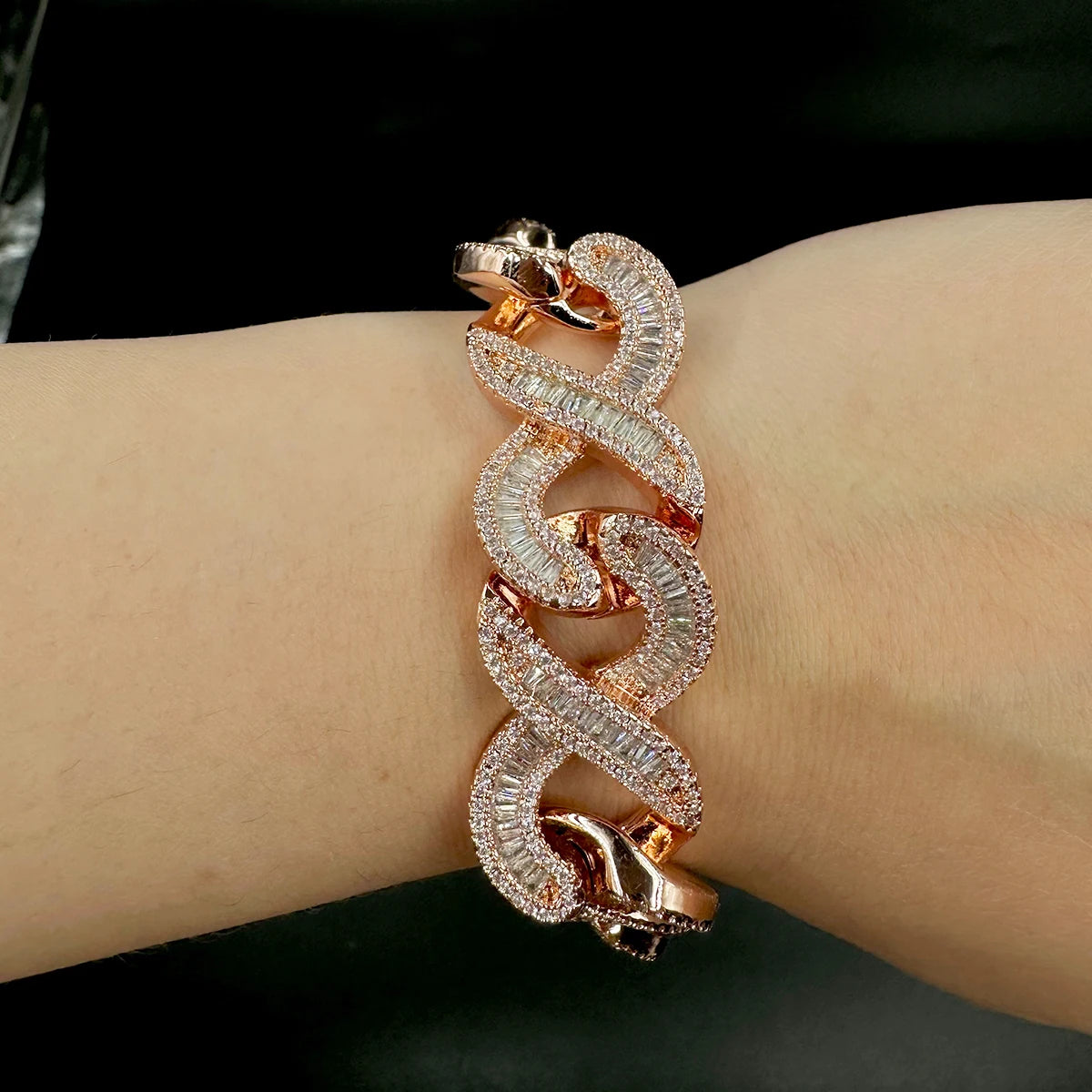 Baguette Zircon 8 Cuban Link Bracelet for Women