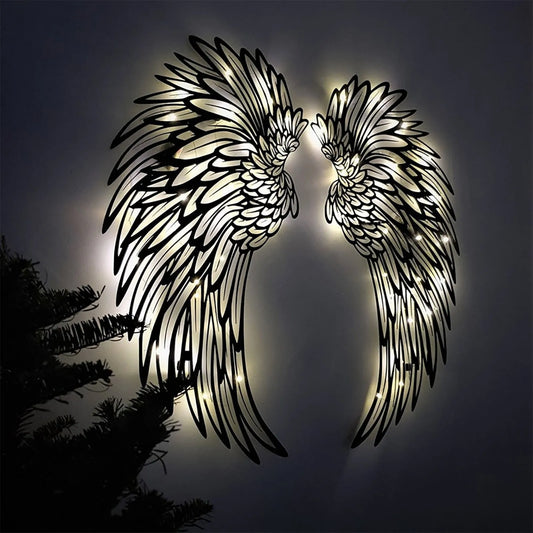 Black Mini Angel Wings - Metal Wall Art Luminous Design