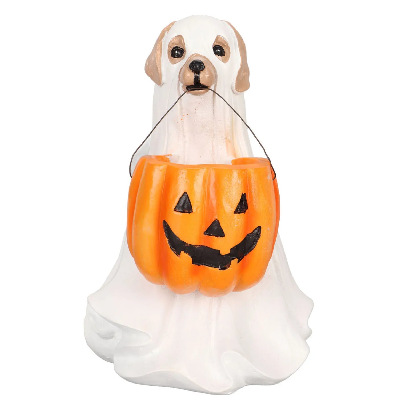 Halloween Ghost Dog Statue Resin Pumpkin Dog -  Cute Spooky Ghost Dog Figurine for Indoor Outdoor
