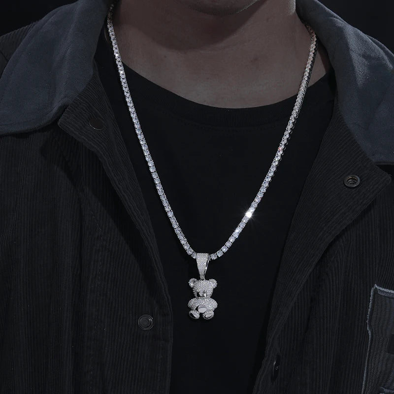 Exquisite Moissanite Fashion Bear Pendant Necklace