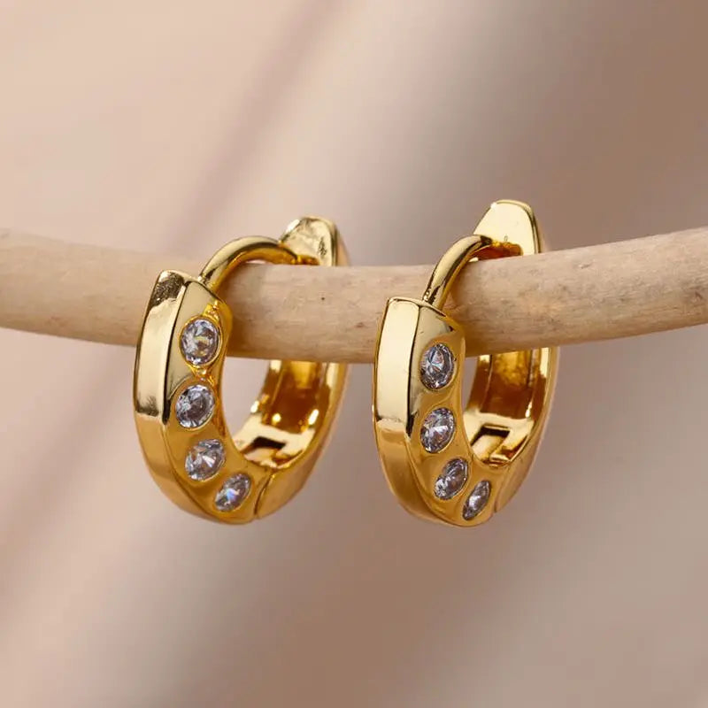 Zircon Star Earring For Women Girl Stainless Steel Hoop Piercing Earring y2k 2024 New Jewelry Accessories Gift aretes