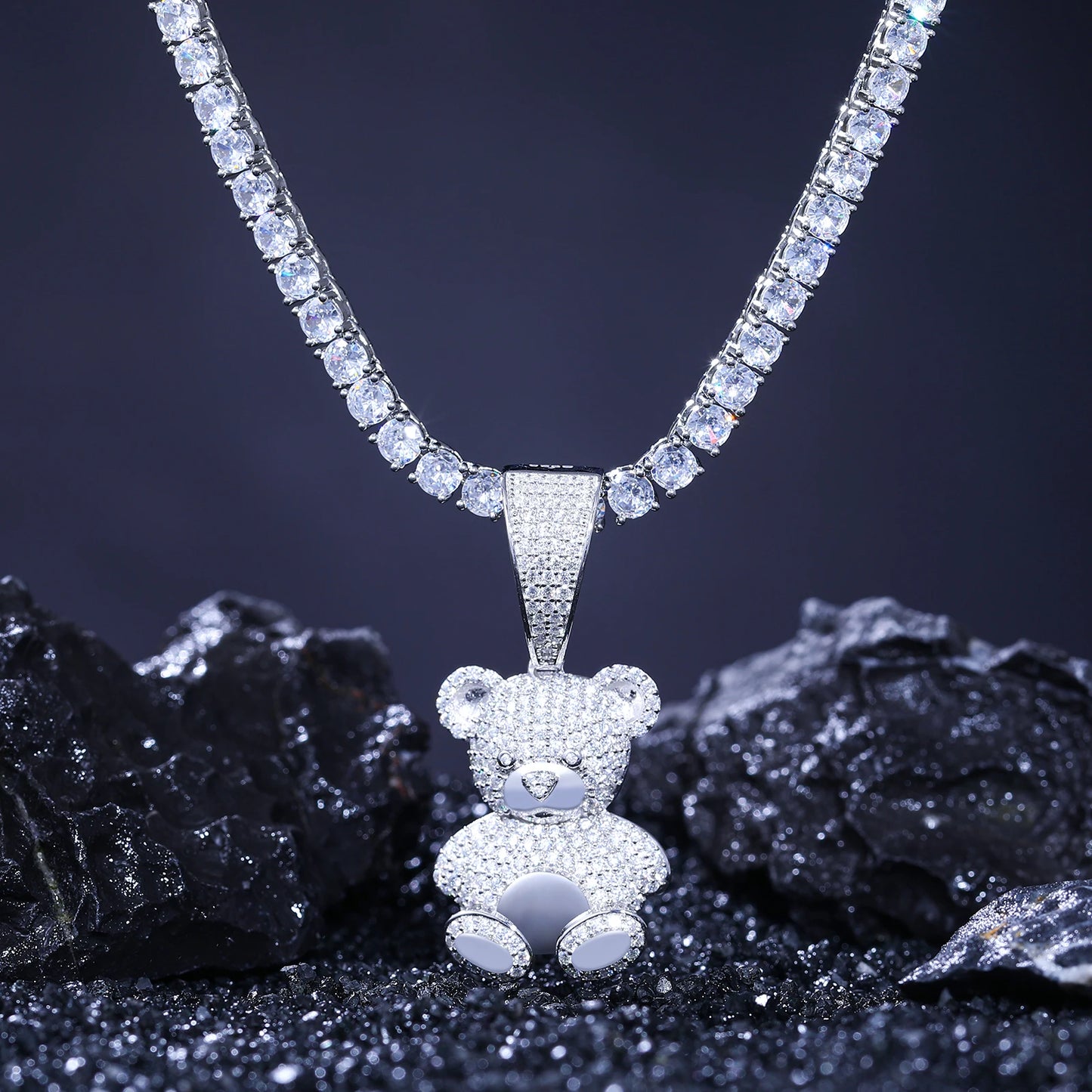 Exquisite Moissanite Fashion Bear Pendant Necklace