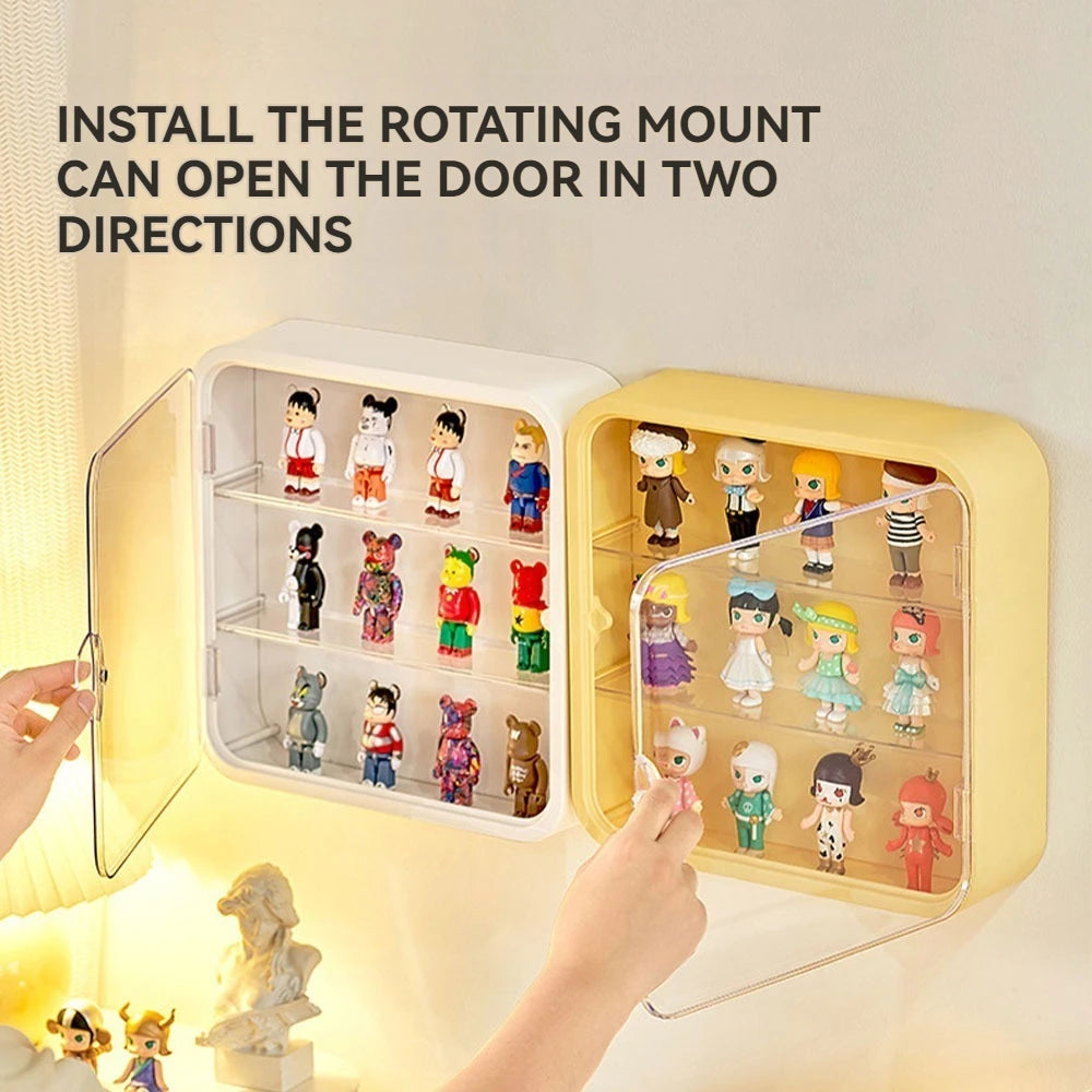 Clear Display Case for Figures, Wall-Mounted Doll Storage - 3Layer Storage Box