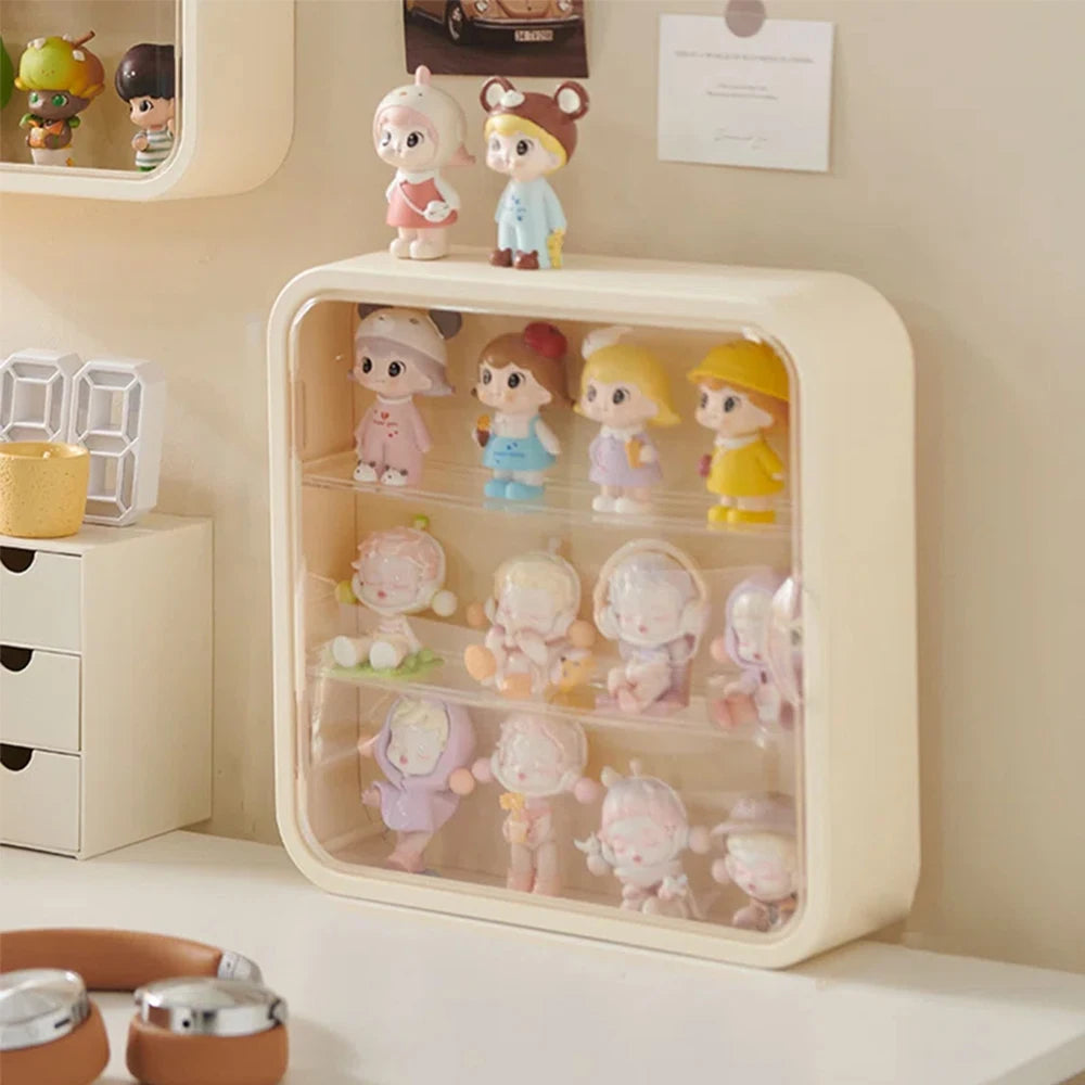 Clear Display Case for Figures, Wall-Mounted Doll Storage - 3Layer Storage Box