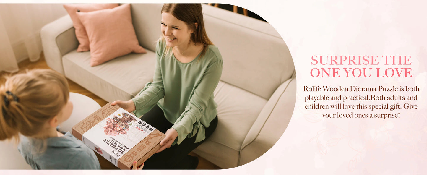 Robotime  Sakura Tree House 3D Wooden Puzzle - Model Kit with Swing Stairs - Perfect Christmas Home Decor- DIY Gift for Adults