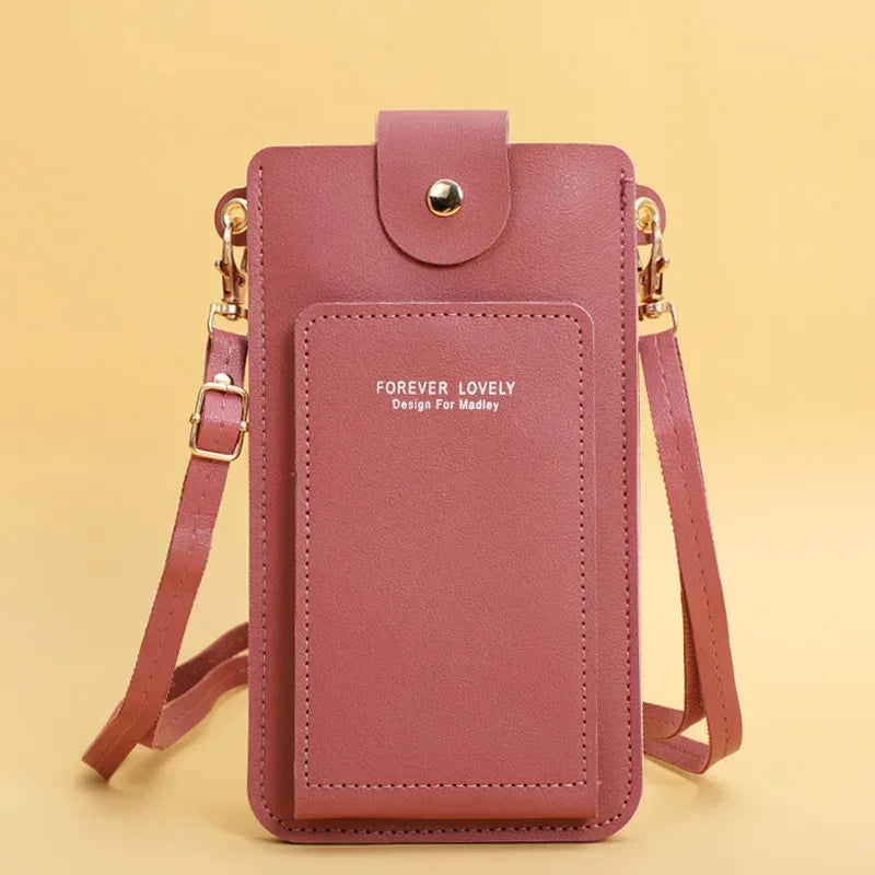 Women Bags Soft Leather Wallets - Touch Screen Cell Phone Purse - Crossbody Shoulder Strap Handbag