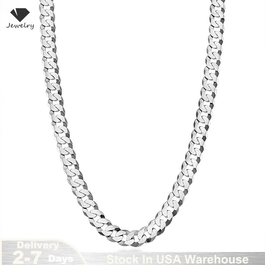 7mm Men's  Link Silver plated & brass Chain Necklace