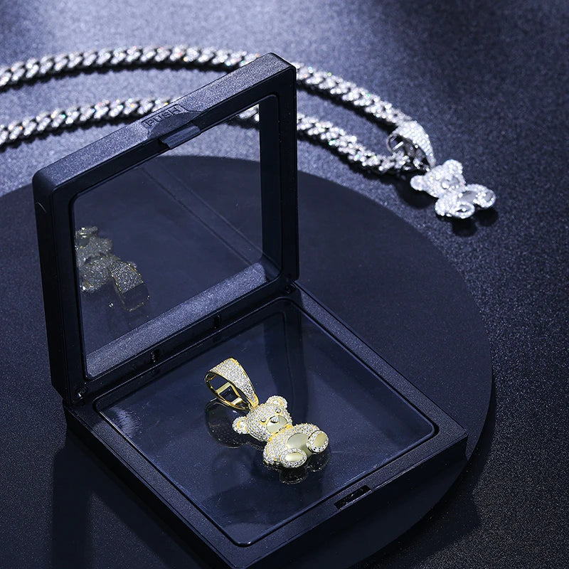 Exquisite Moissanite Fashion Bear Pendant Necklace