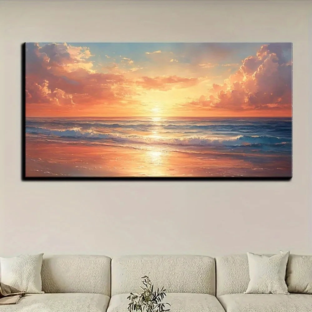 Seaside sunrise scenery Modern abstract oil painting