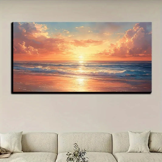 Seaside sunrise scenery Modern abstract oil painting