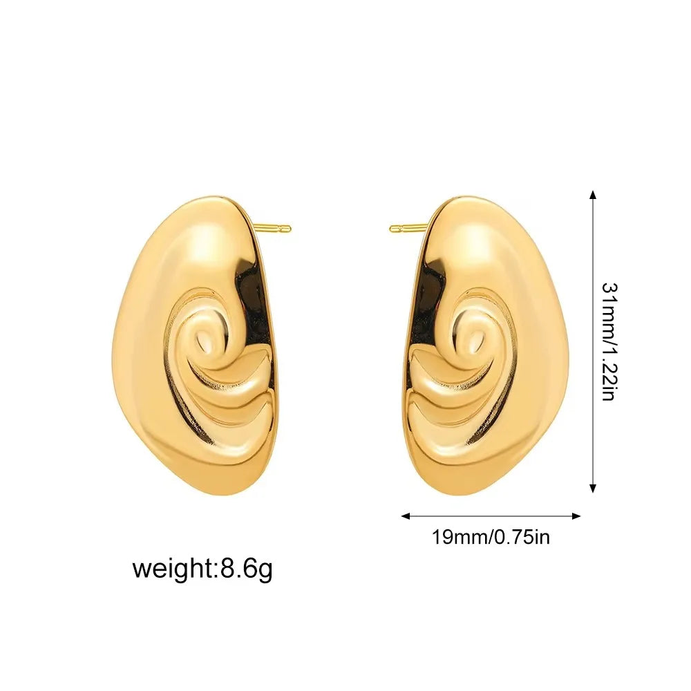 Fashion Glossy Three-Layer Textured Intersecting Knot Earrings for Women - Gold Color Stainless Steel Earring V