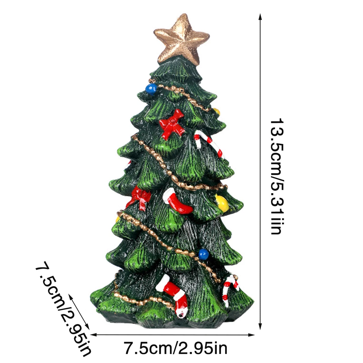Tabletop Christmas Resin Tree Decor 3D Xmas Tree Christmas Tree Model for Christmas DIY Craft Party Decor MIAO-US